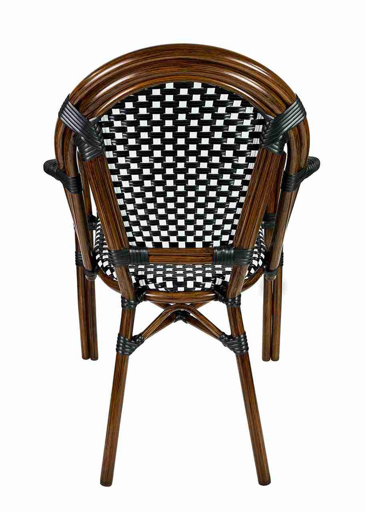 Scratch and Dent Black and White French Bistro Chair Patio Dining with Arms