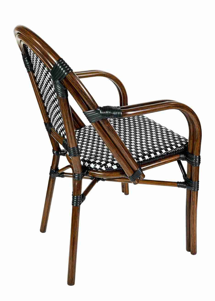 Scratch and Dent Black and White French Bistro Chair Patio Dining with Arms