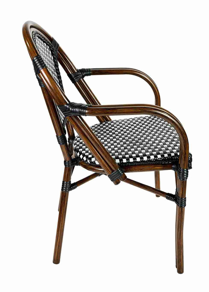Scratch and Dent Black and White French Bistro Chair Patio Dining with Arms