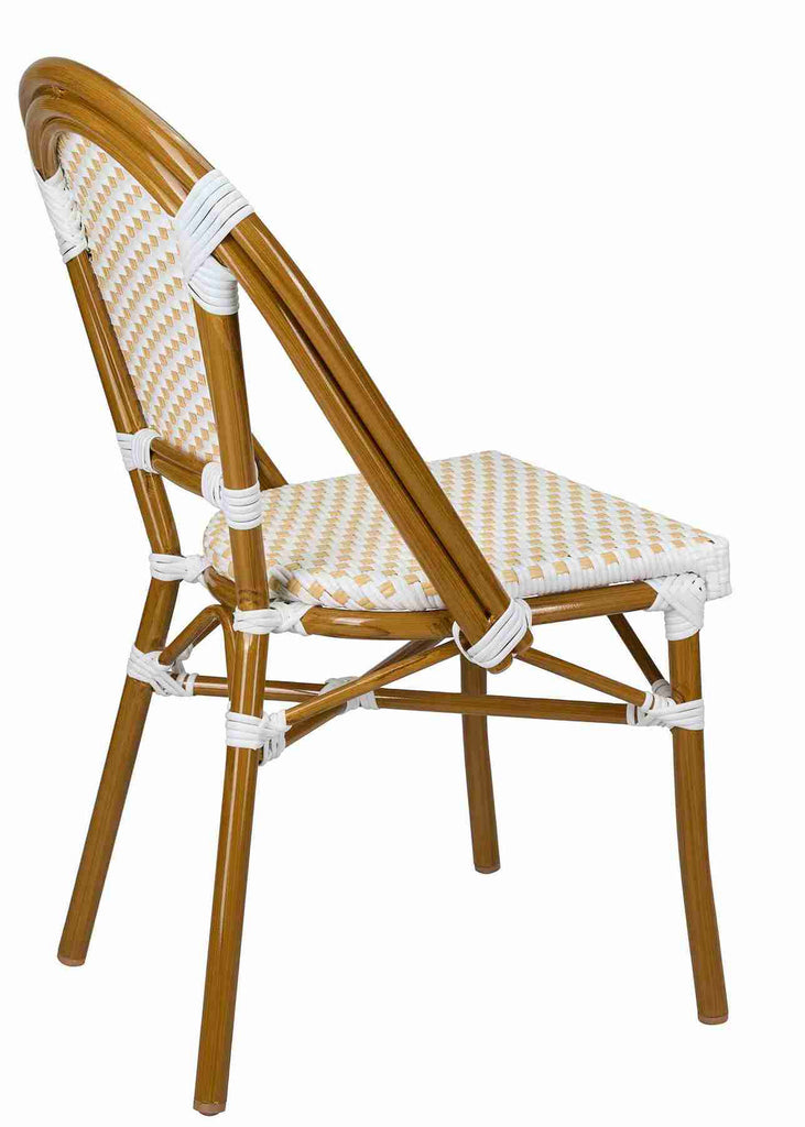 Scratch and Dent White and Beige French Bistro Patio Dining Chair