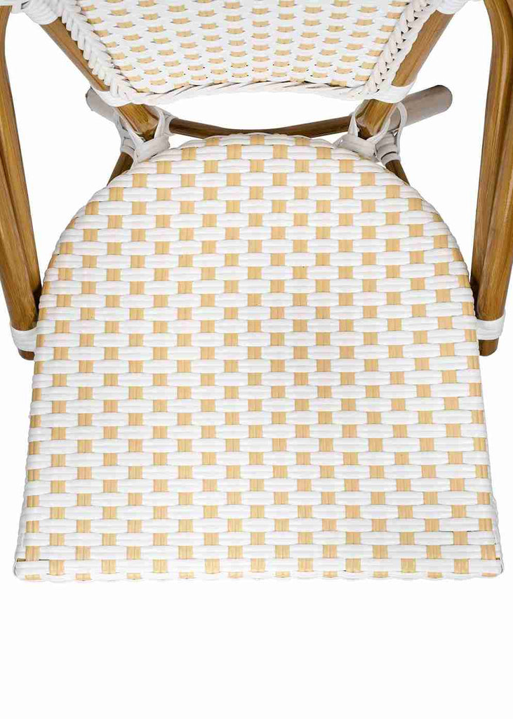 Scratch and Dent White and Beige French Bistro Patio Dining Chair
