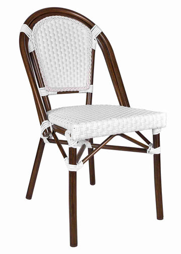 White on White Dark Frame French Bistro Patio Dining Chair
