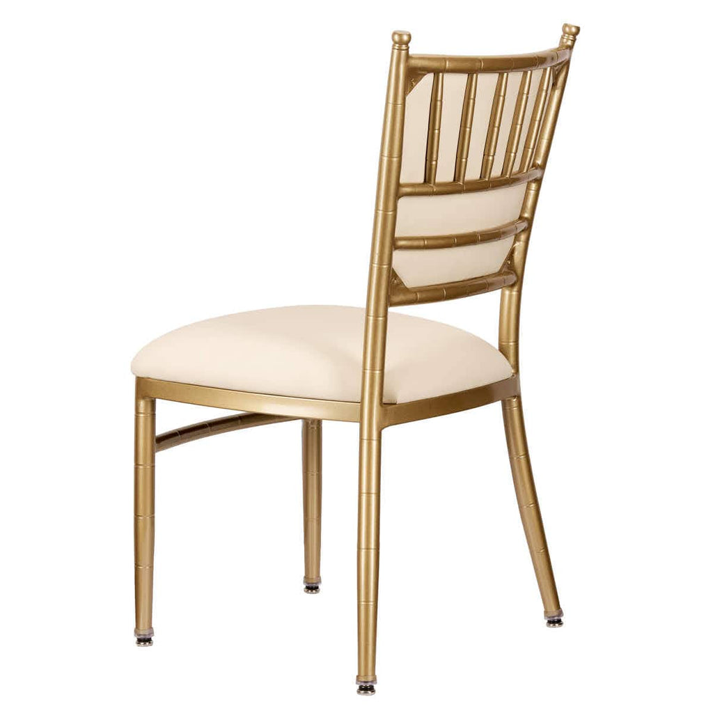 Ballroom 2.0 Bellissimo Champagne Gold Aluminum Chair with White Silicone Cushion