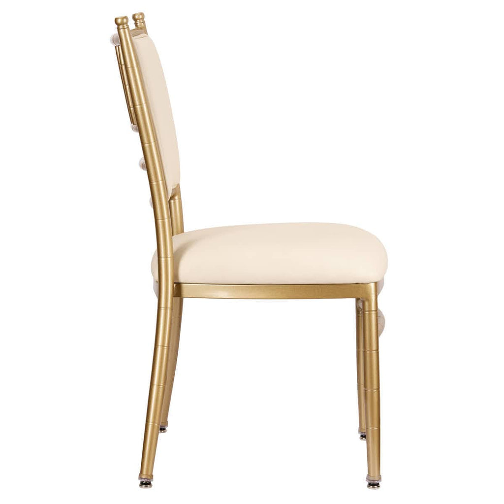 Ballroom 2.0 Bellissimo Champagne Gold Aluminum Chair with White Silicone Cushion