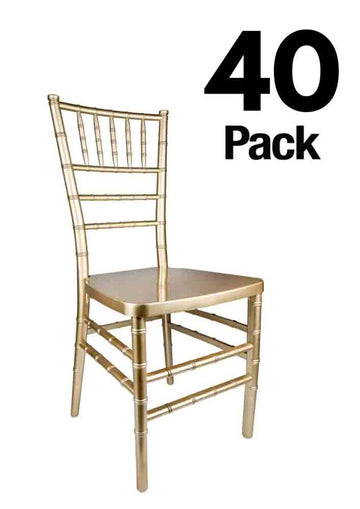 40 Chair Pack Sparkling Gold Champagne Heavy-Duty Resin Ballroom Chair