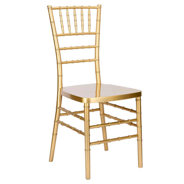 Bullion Gold Resin Steel-Core Ballroom Chair with Solid-Color Core