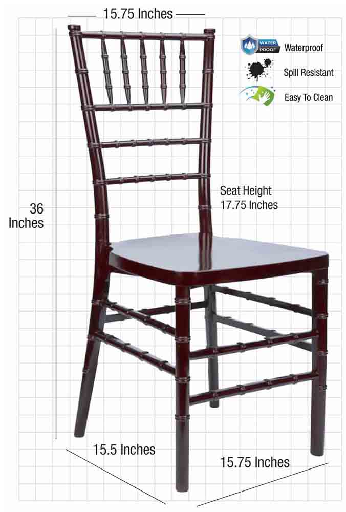 Mahogany Heavy-Duty Resin Ballroom Chair with Solid-Color Core