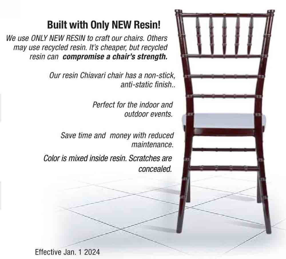 Mahogany Heavy-Duty Resin Ballroom Chair with Solid-Color Core