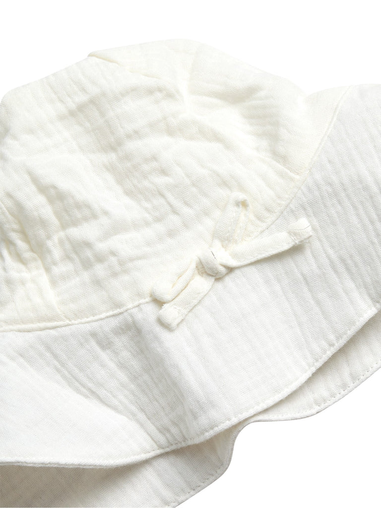 Baby Girls' Smocked Cotton Romper with Sun Hat Set, 2-Piece