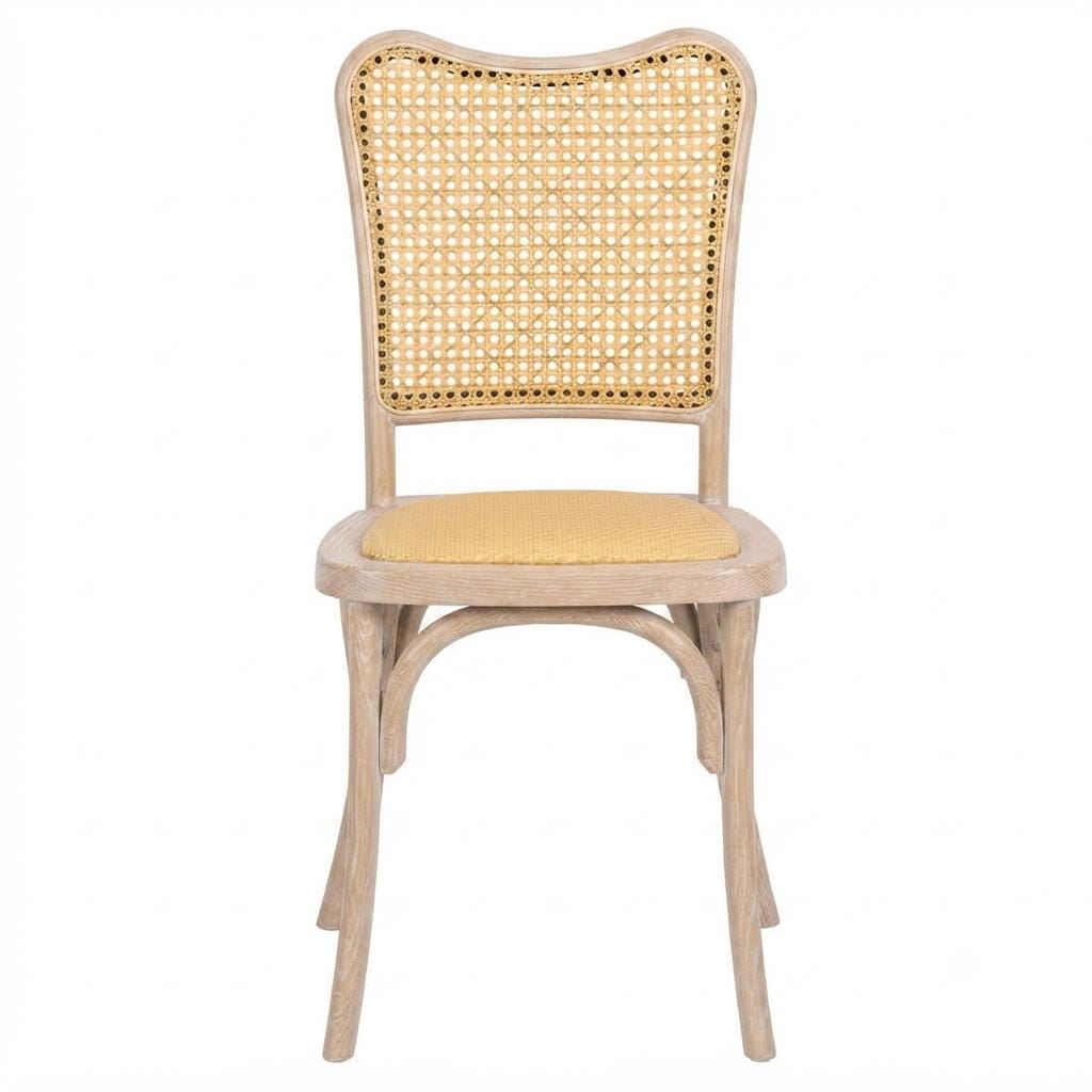 Natural Washed Emma Resin Chair with Natural Cane Back and Rattan Seat