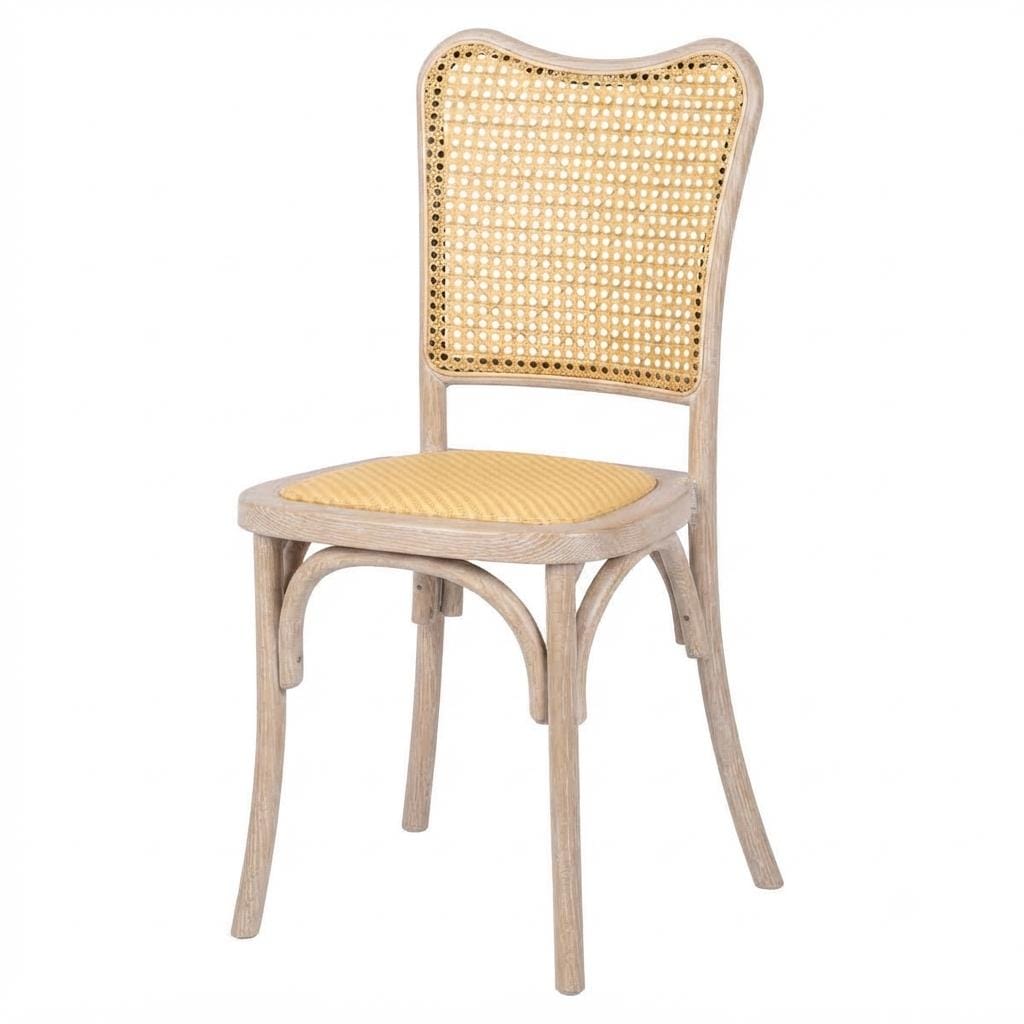 Natural Washed Emma Resin Chair with Natural Cane Back and Rattan Seat