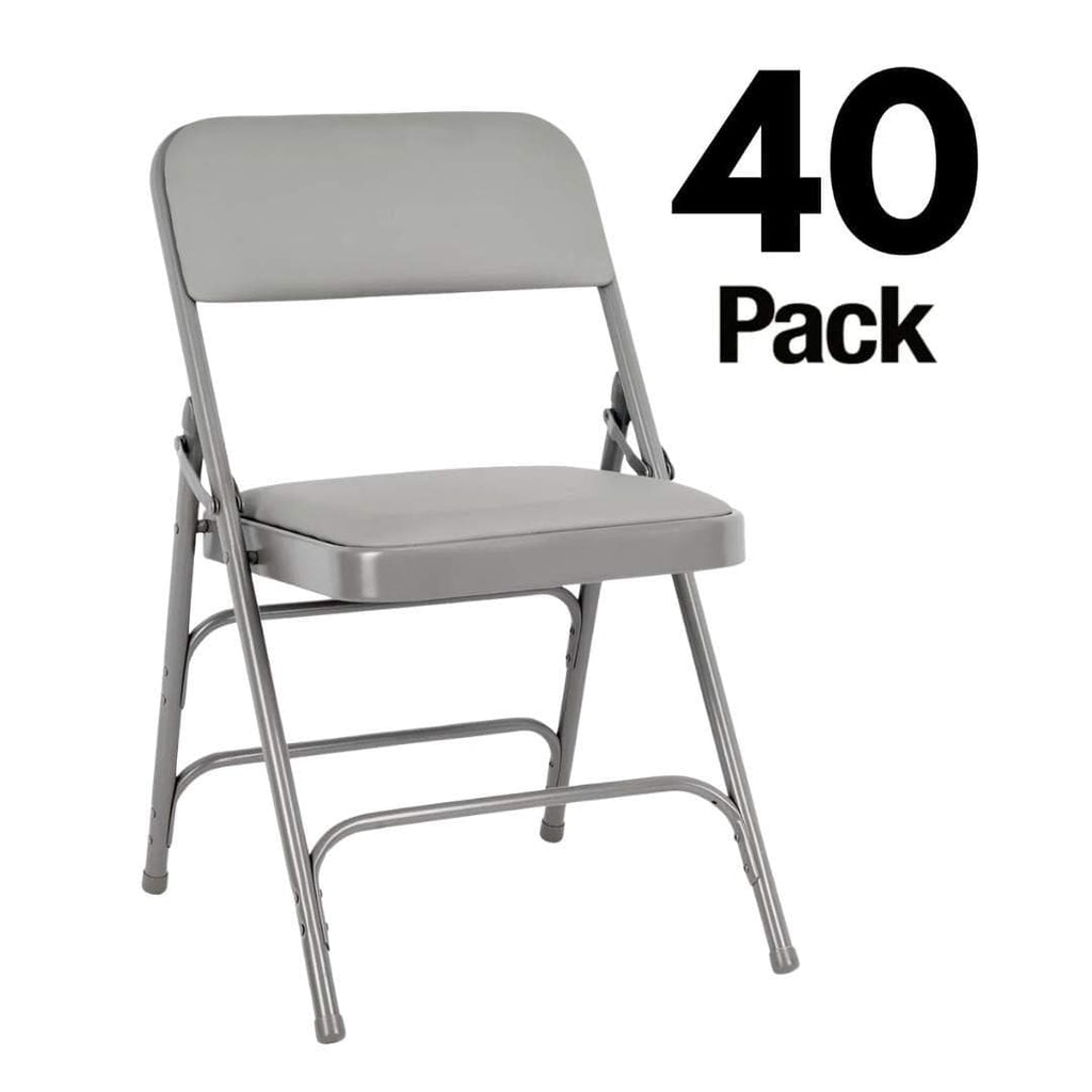 40 Pack Metal Folding Chairs with Vinyl Cushions