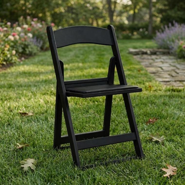 Grass and Sand Series Resin Folding Chair with Vinyl Cushion and Stainless Steel Hardware