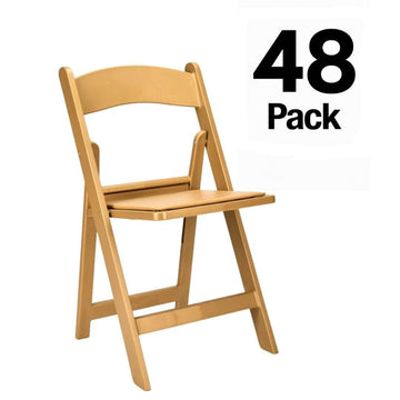 48 Pack Bullion Gold Resin Folding Chairs with Gold Seat and Steel-Core Frame