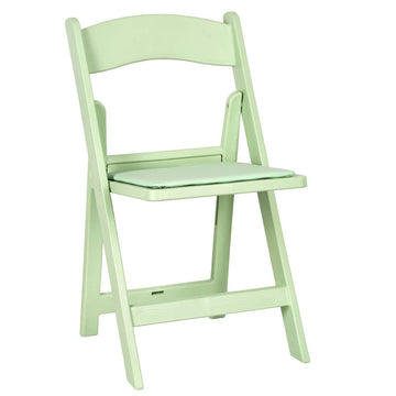 Sage Green with Matching Vinyl Cushion Wood-Grain Resin Folding Chair