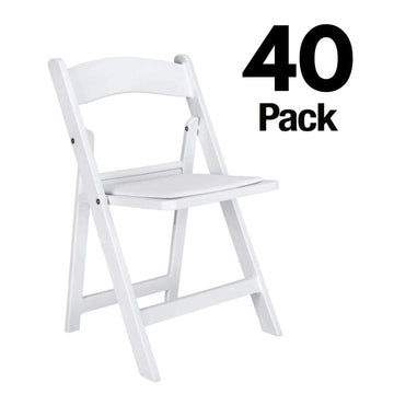 40 Pack Kids White Resin Folding Chairs