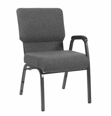 Fabric Church Chair with Left Arm Cut Away Back 20.5" on Frame