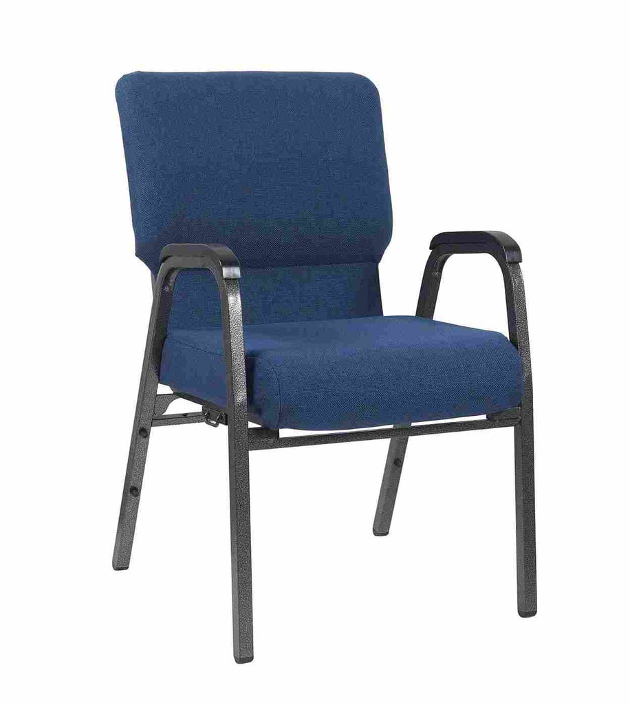 Fabric Church Chair w/ Dual Arms Cut Away Back 20.5" on Frame