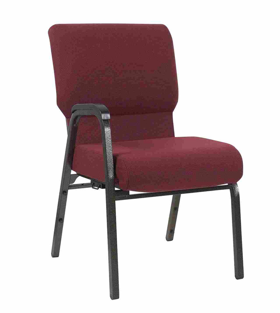 Fabric Church Chair with Right Arm Cut Away Back 20.5" on Vein Frame