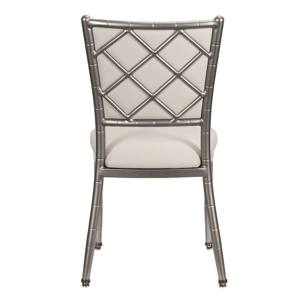 Ballroom 2.0 Diamante Metallic Silver Aluminum Diamond Back Chair with Silicone Cushion