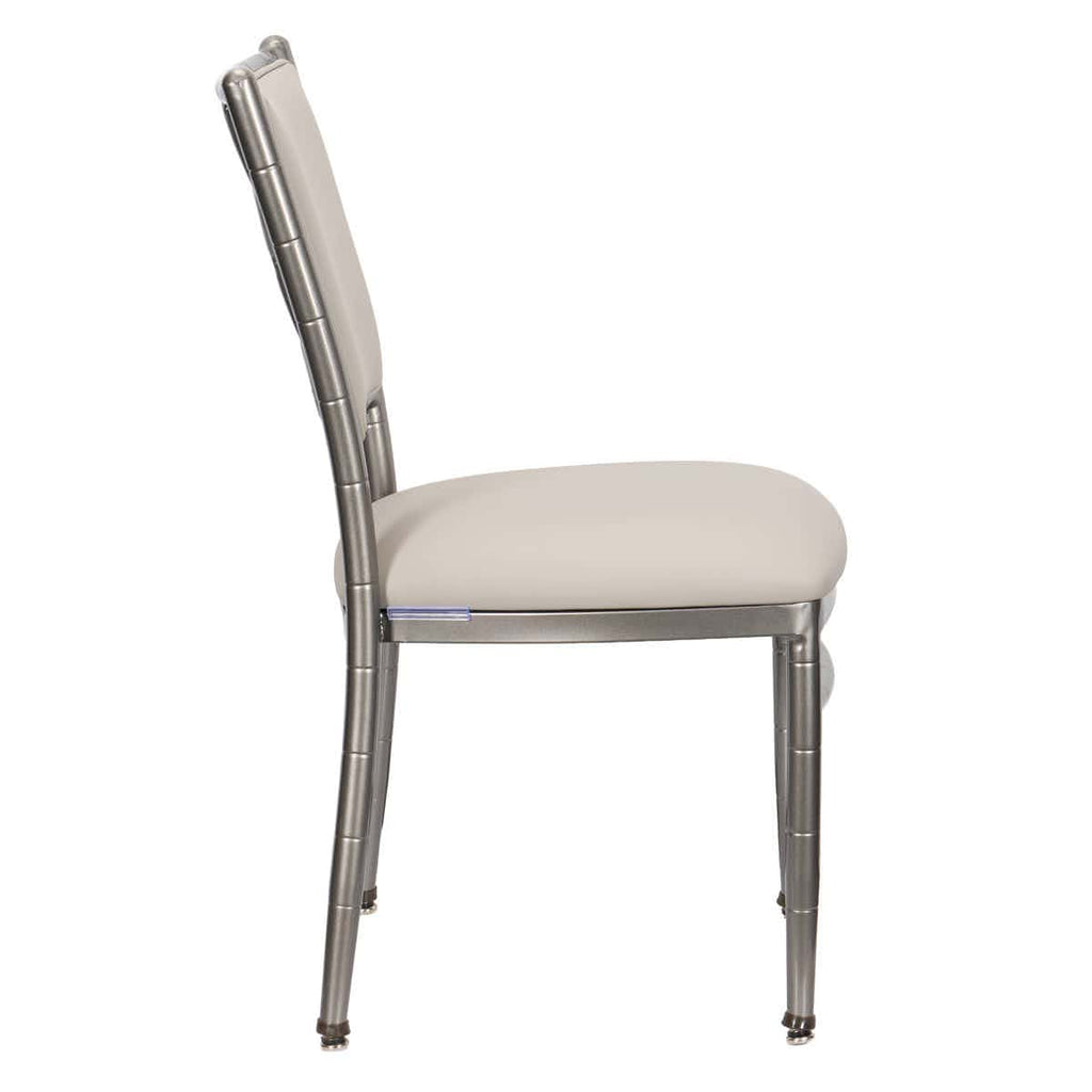 Ballroom 2.0 Diamante Metallic Silver Aluminum Diamond Back Chair with Silicone Cushion