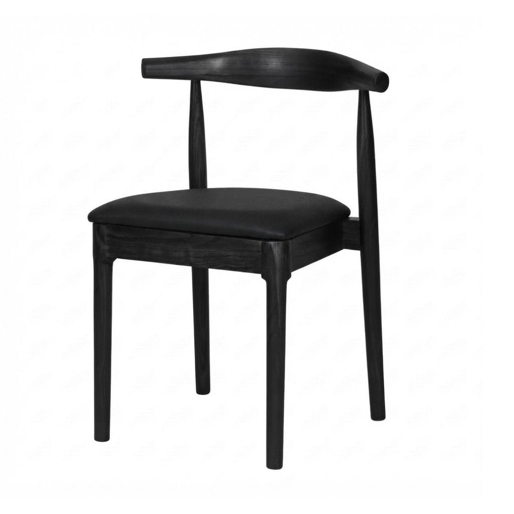 Black Wood Horn Chair with Black Vinyl Cushion