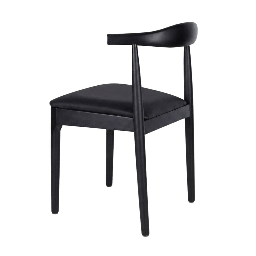 Black Wood Horn Chair with Black Vinyl Cushion