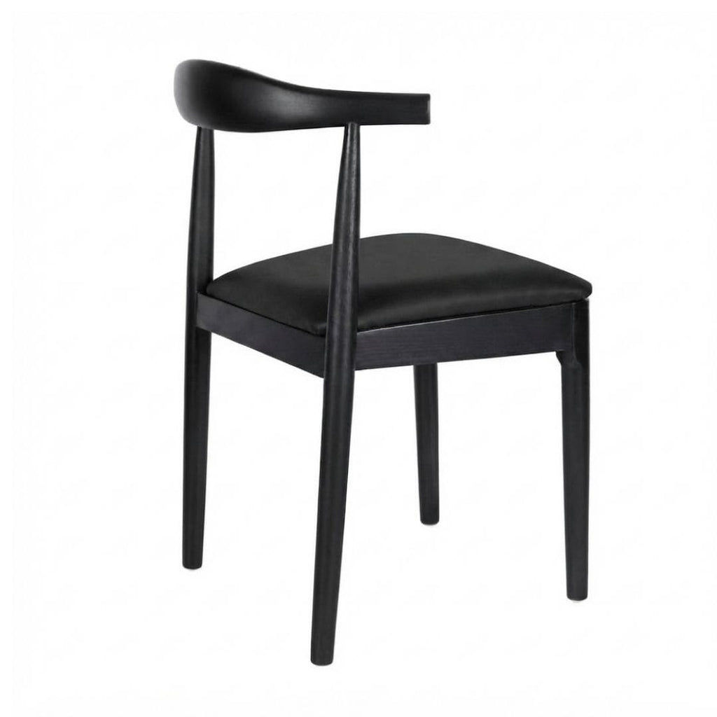 Black Wood Horn Chair with Black Vinyl Cushion