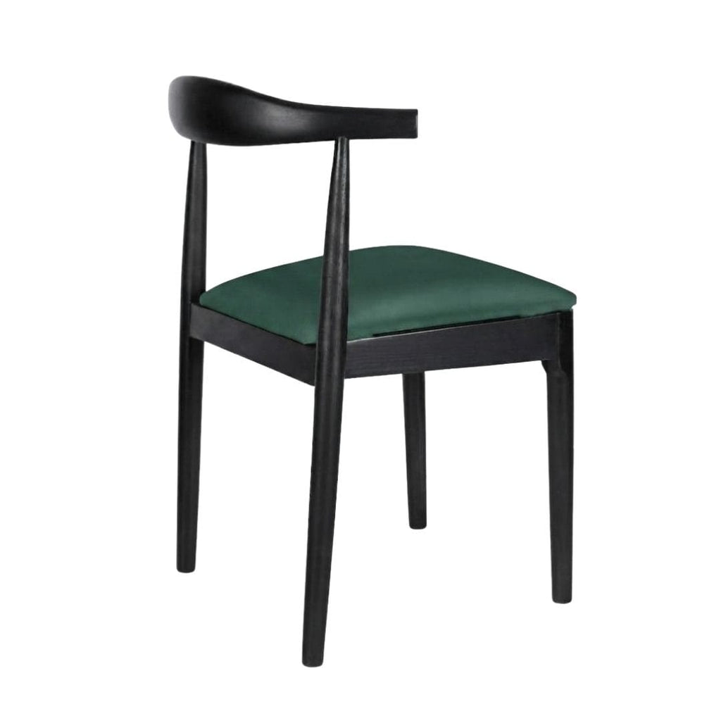 Black Wood Horn Chair with Hunter Green Vinyl Cushion