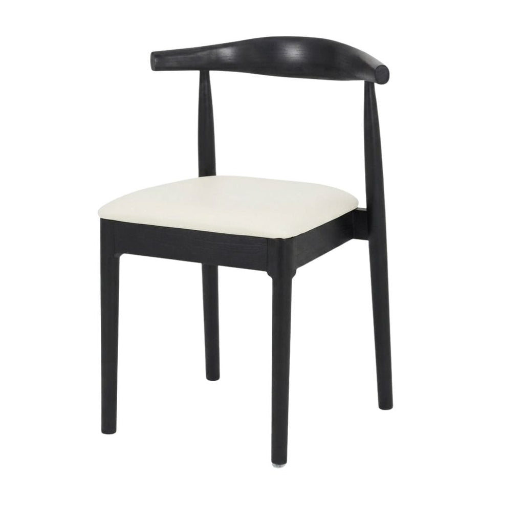 Black Wood Horn Chair with Ivory Vinyl Cushion