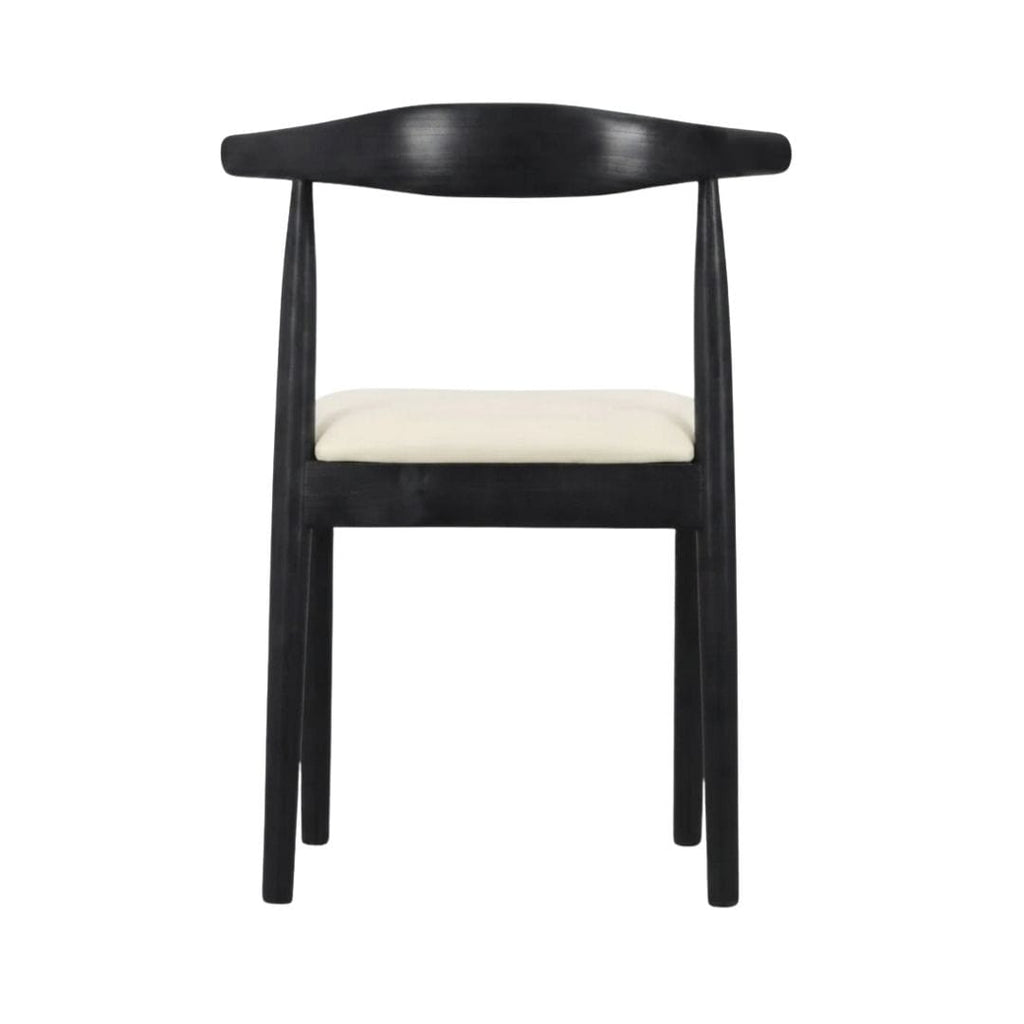 Black Wood Horn Chair with Ivory Vinyl Cushion