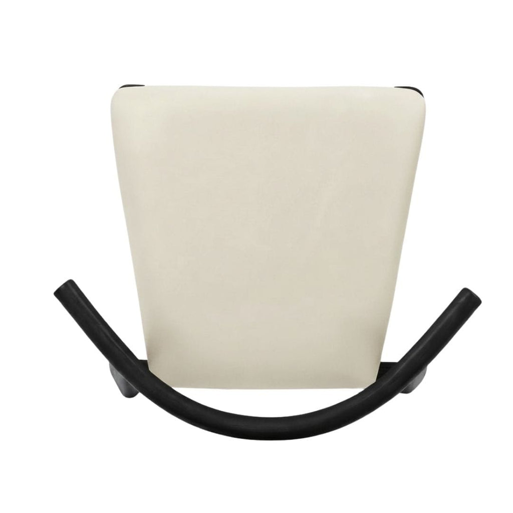 Black Wood Horn Chair with Ivory Vinyl Cushion