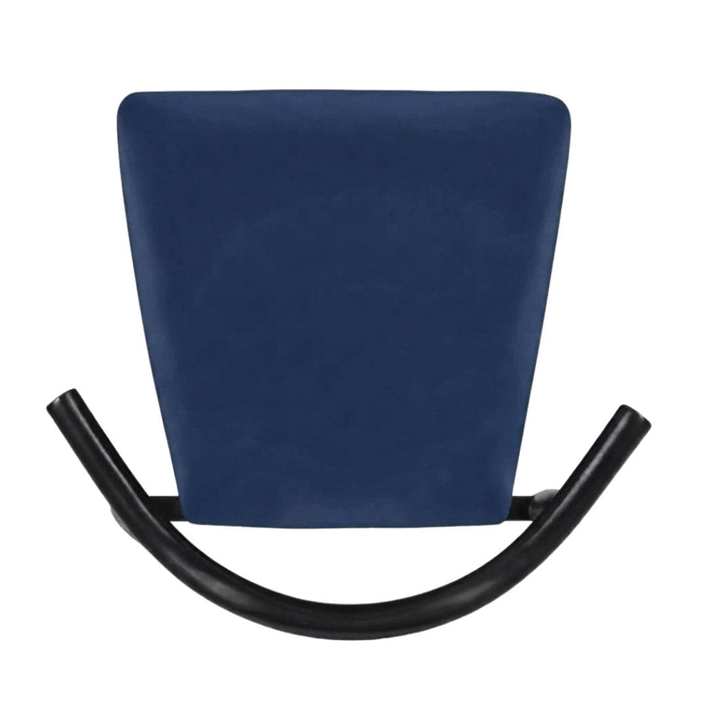Black Wood Horn Chair with Navy Blue Vinyl Cushion