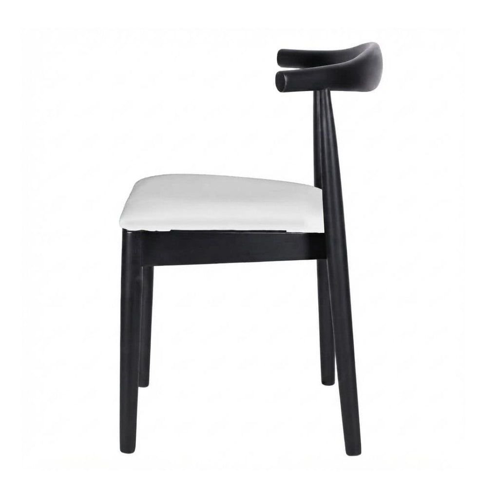 Black Wood Horn Chair with White Vinyl Cushion