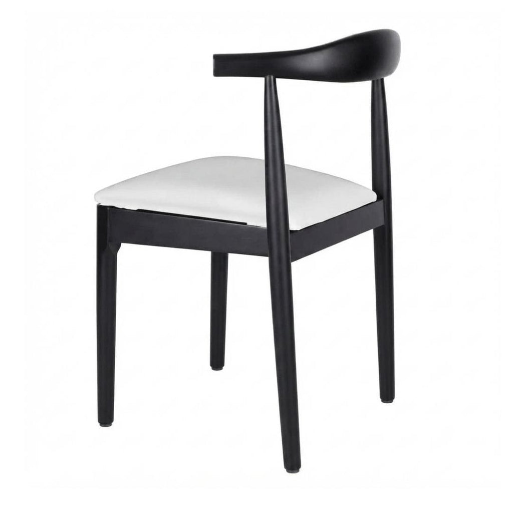 Black Wood Horn Chair with White Vinyl Cushion