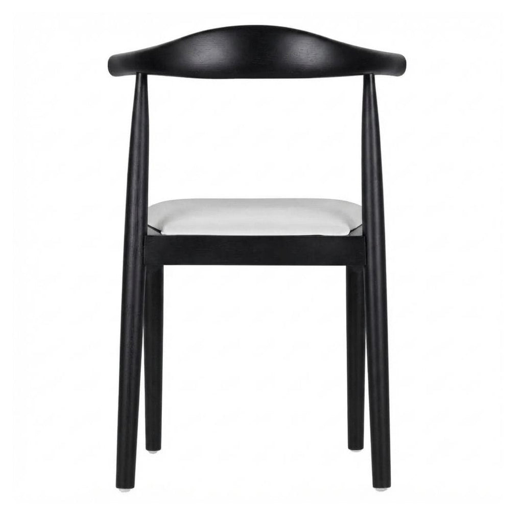 Black Wood Horn Chair with White Vinyl Cushion