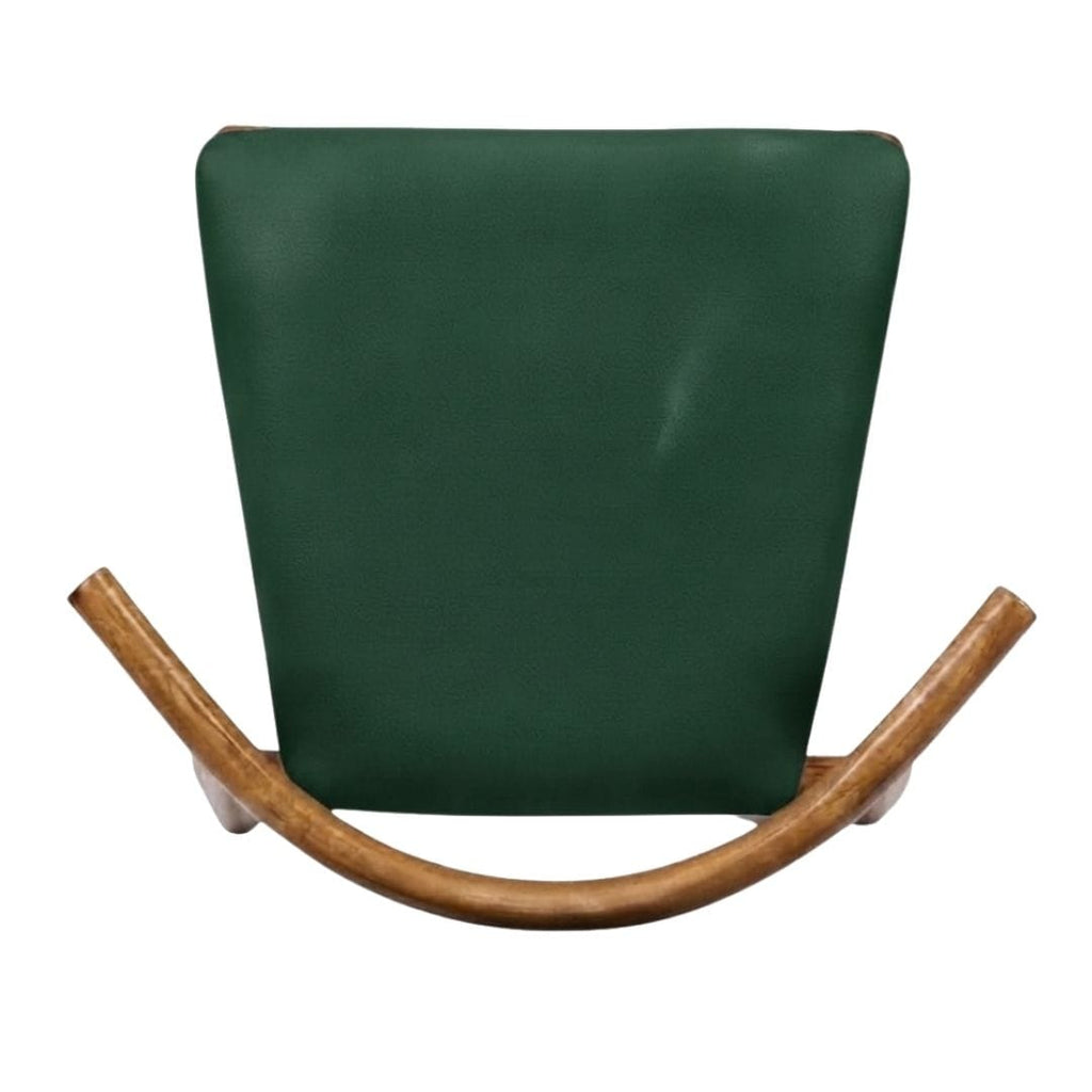 Chestnut Wood Horn Chair with Hunter Green Vinyl Cushion