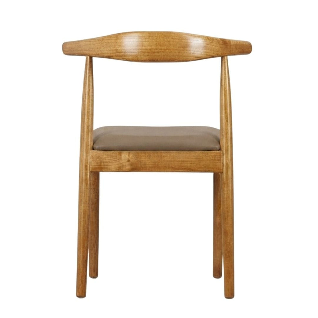 Chestnut Wood Horn Chair with Taupe Vinyl Cushion