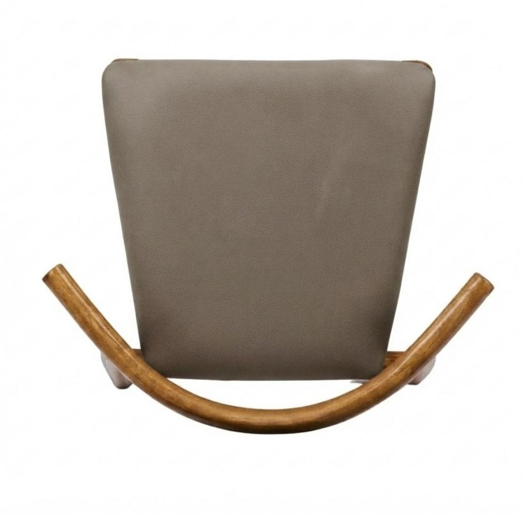 Chestnut Wood Horn Chair with Taupe Vinyl Cushion