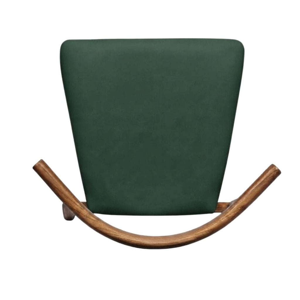 Natural Wood Horn Chair with Hunter Green Vinyl Cushion