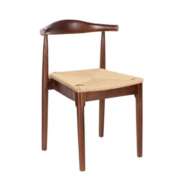 Walnut Wood Horn Chair with Natural Rope Seat