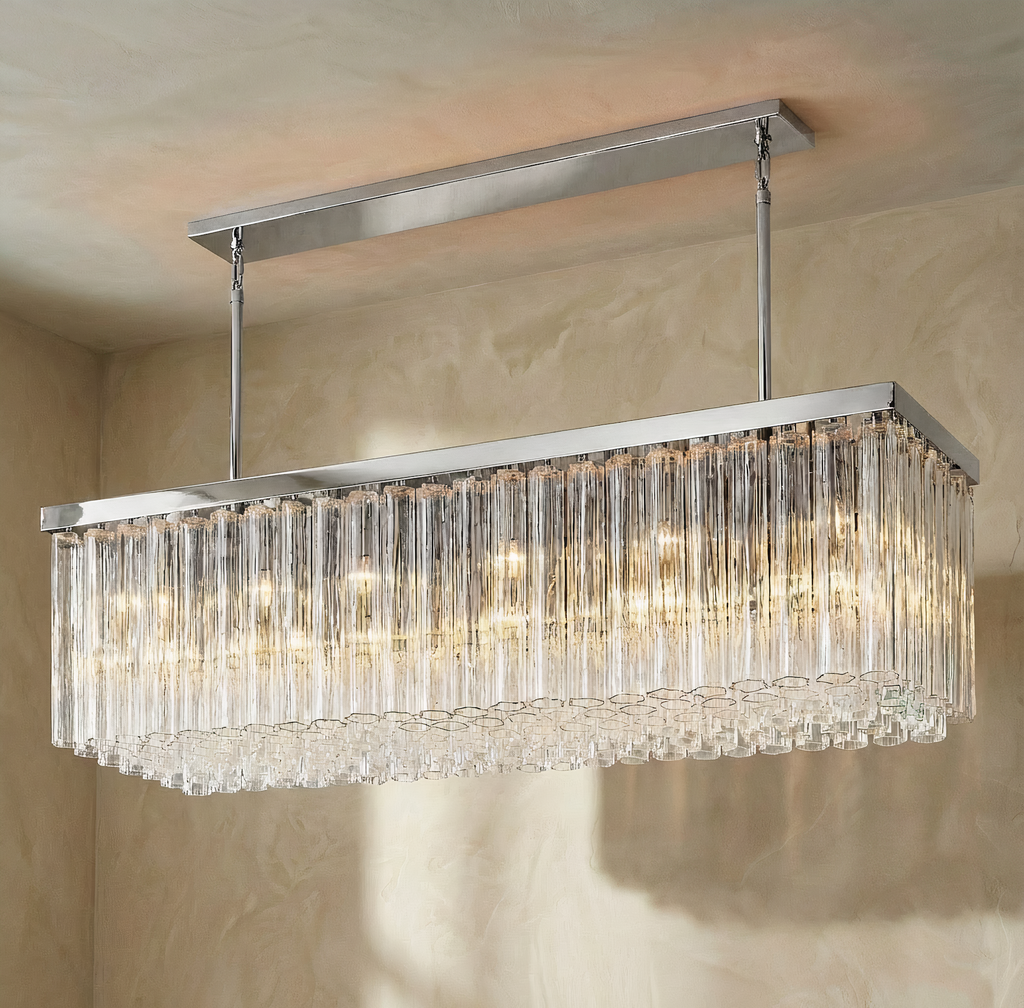 Inspired Cielo Style 73" Rectangular Chandelier – Stainless Steel Finish
