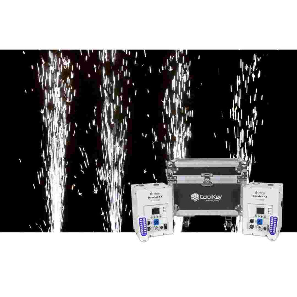 Dazzler FX MKII 2 Pack Cold Spark Machines with Road Case White