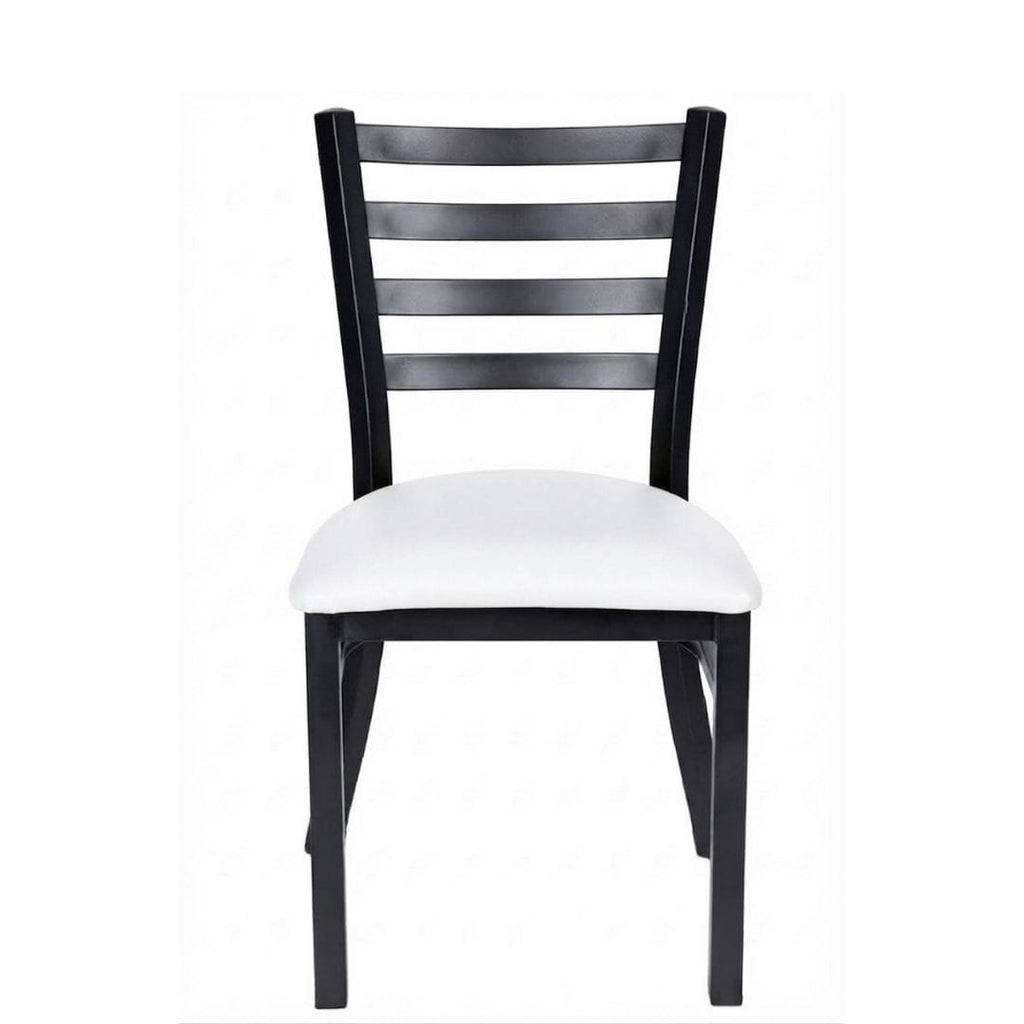 Black Ladder Back Restaurant Chair with White Vinyl Seat