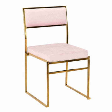 Melissa Chair in Gold Stainless Steel Frame with Blush Cushion Seat and Back