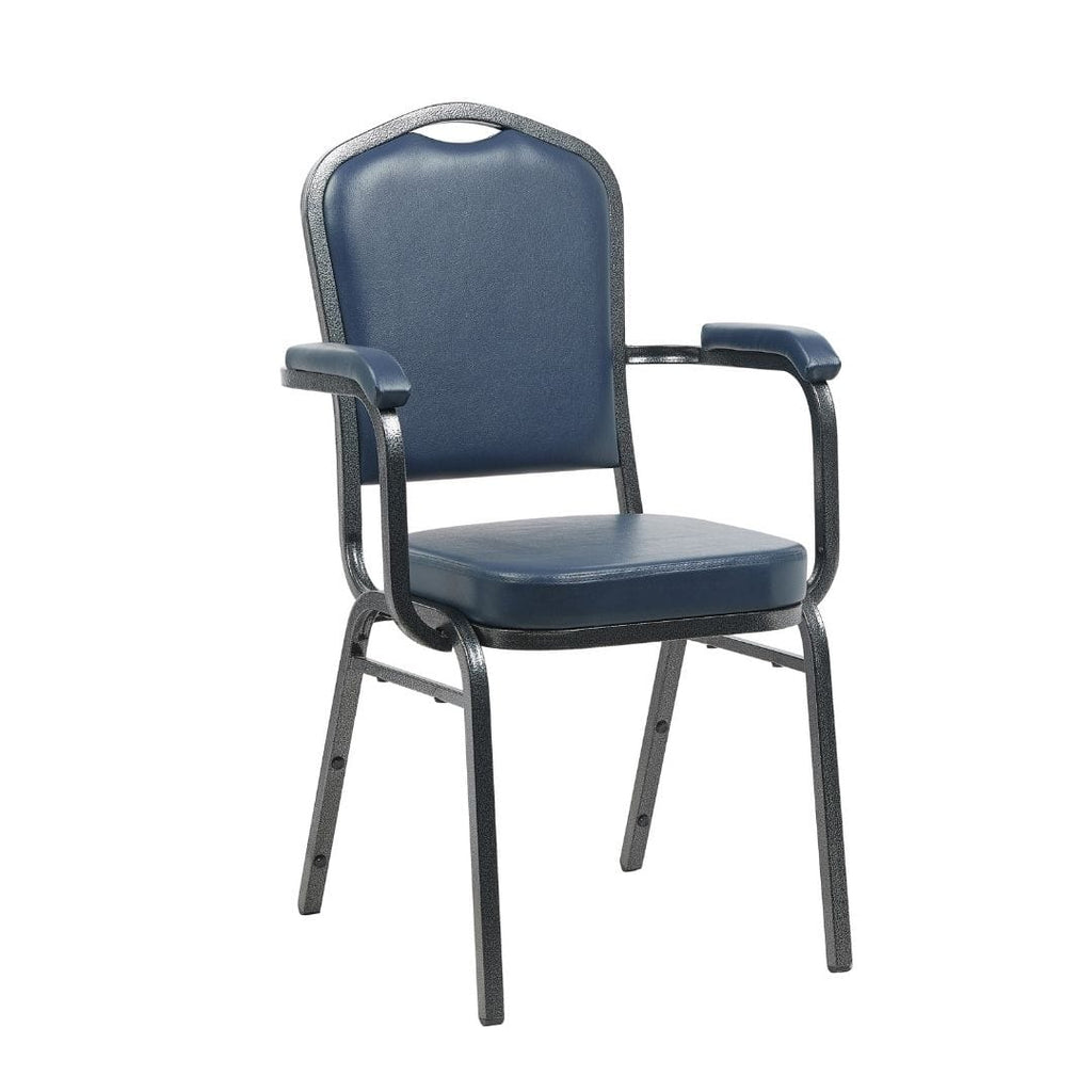 Vinyl Steel Frame Crown Back Banquet Chair with Arms