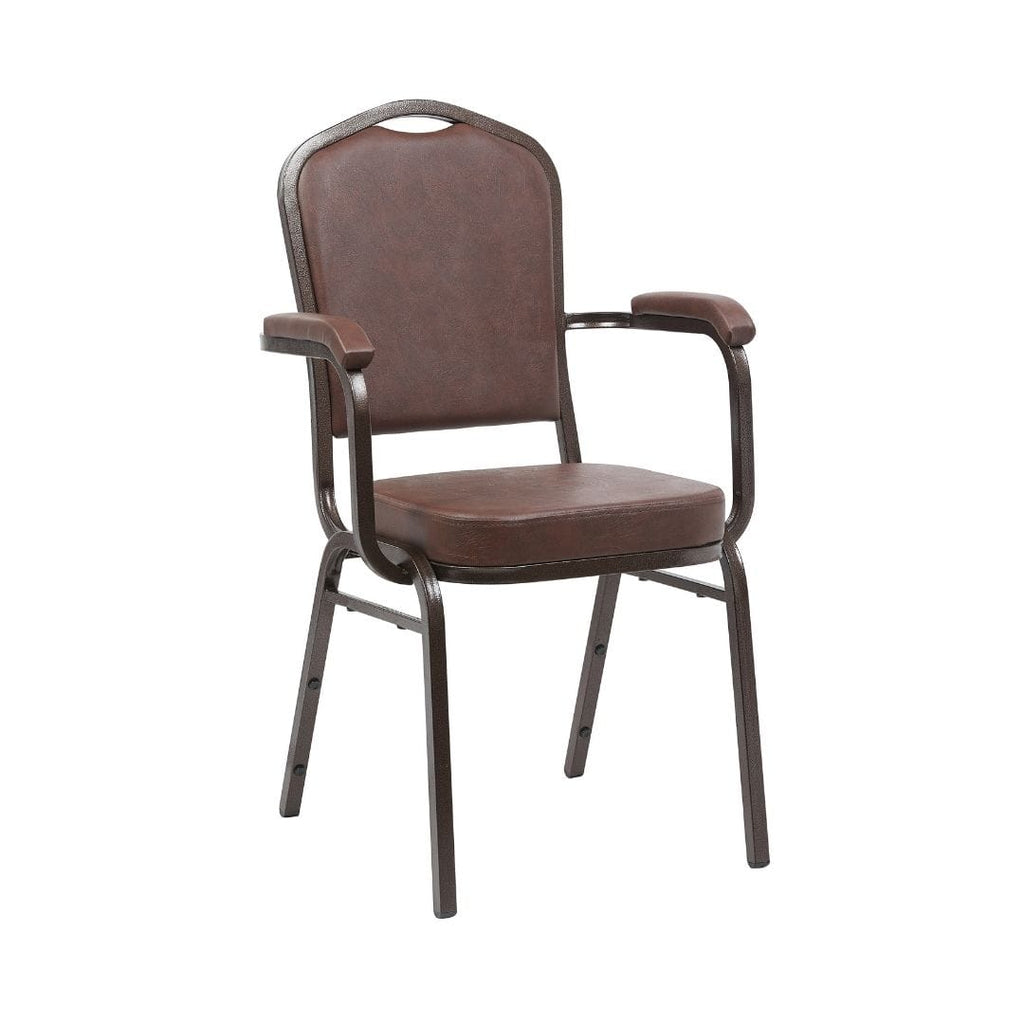 Vinyl Steel Frame Crown Back Banquet Chair with Arms