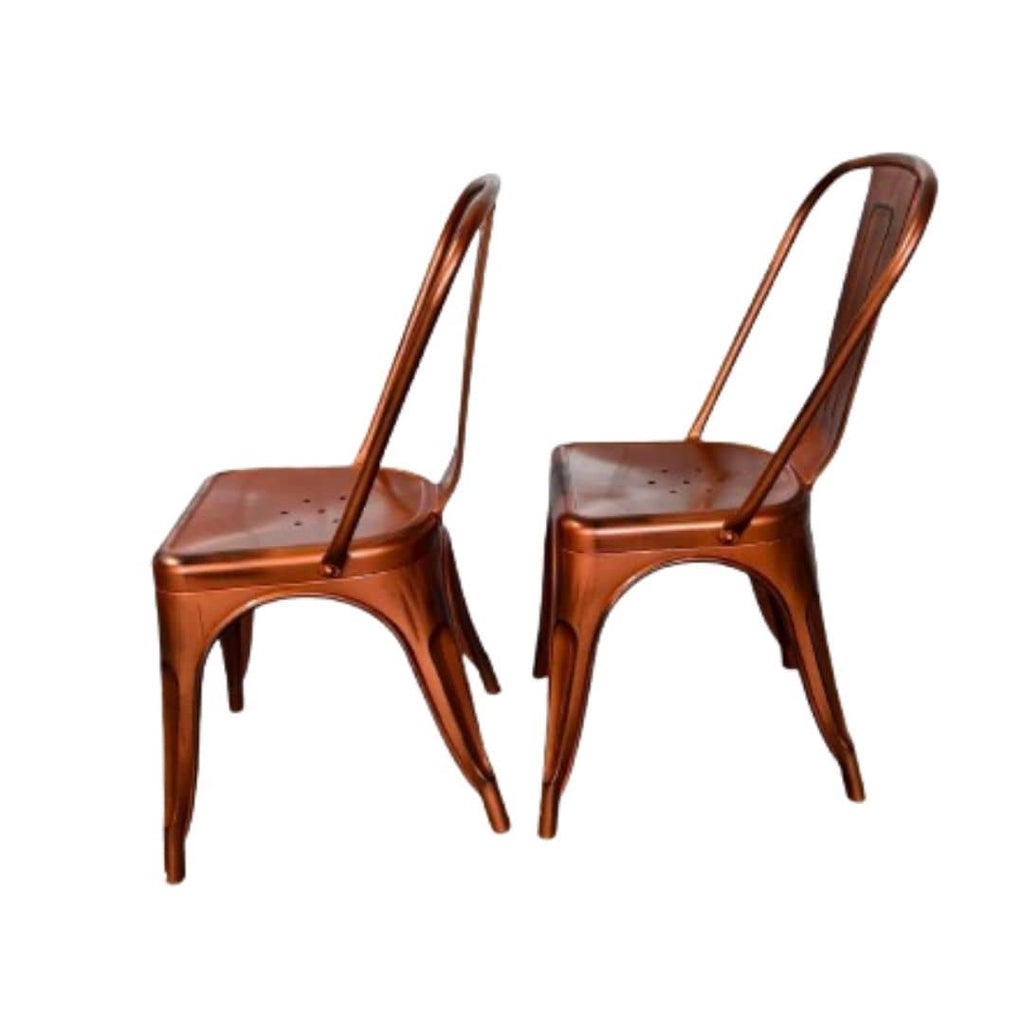 Copper Finish with Black Distressed All Weather Tolix Style Resin Chair