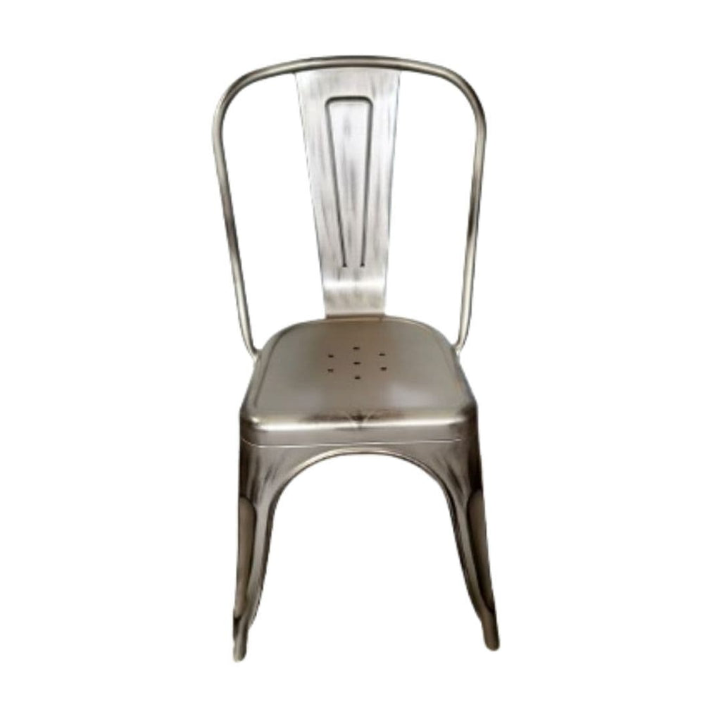 Gun Metal Finish with Black Distressed All Weather Tolix Style Resin Chair