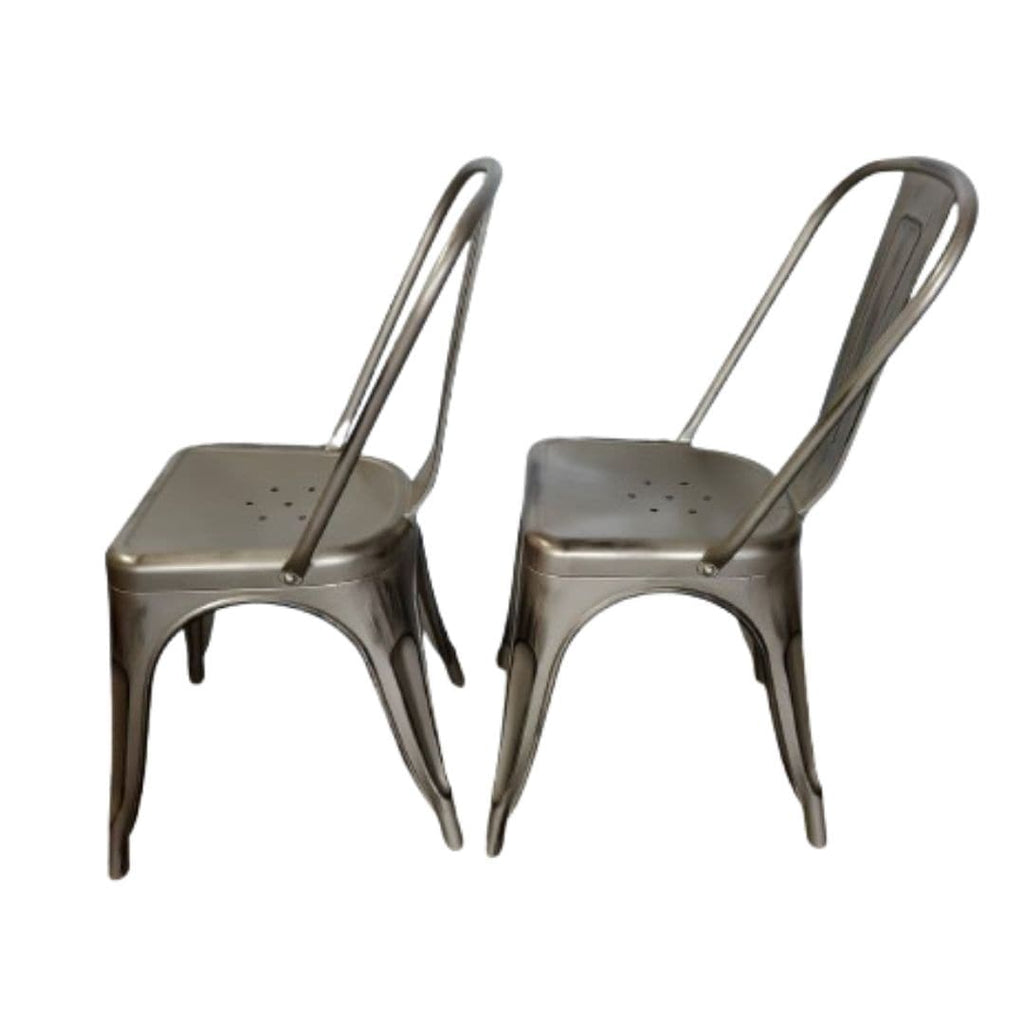 Gun Metal Finish with Black Distressed All Weather Tolix Style Resin Chair